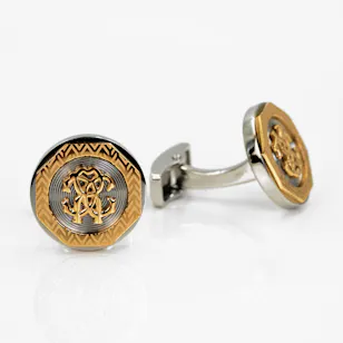 Roberto Cavalli Silver & Gold Cuﬄinks