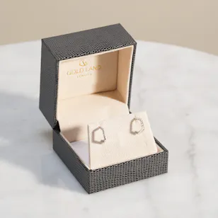 Gold Land Semi Pentagon Shape Earrings