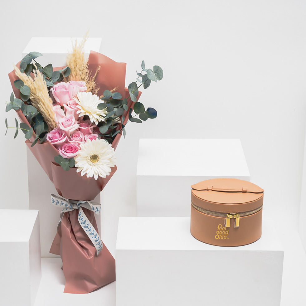 صندوق الشاي الجلد من فيل جود تي | باقة مشرقة