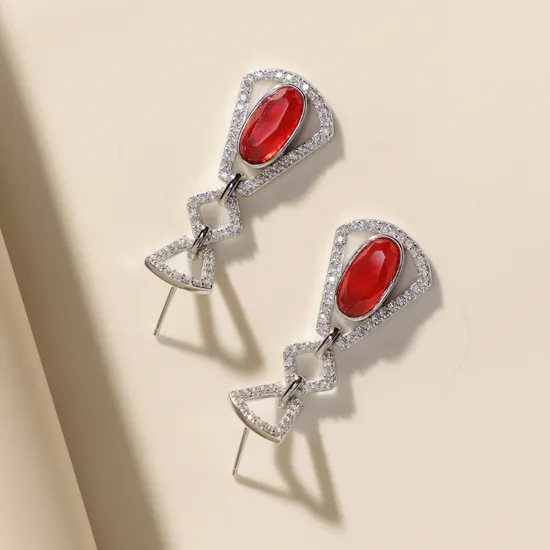 Floward Crimson Grace Silver Earrings