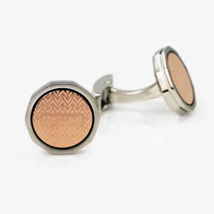 Roberto Cavalli Cuﬄinks | Silver and Rose Gold