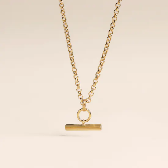 Rachel Jackson Chunky T Bar Gold Plated Women's Necklace