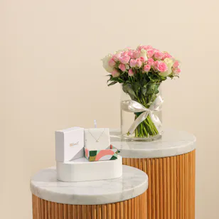 Miss L by L'azurde Gold Letter Necklace | Petal Tales Flower Vase