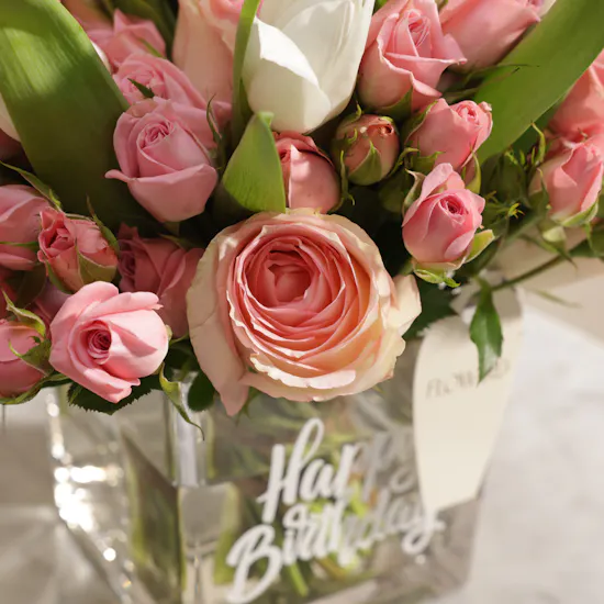 Happy Birthday Floral vase