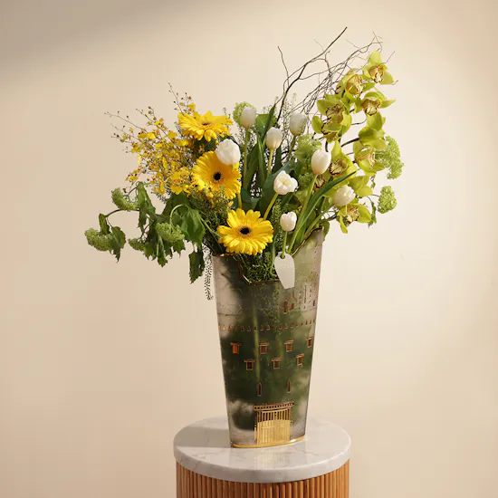 Artfeena Salwa Palace Gold Plated Flowers Vase