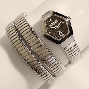 Just Cavalli Signature Snake Romina Silver Women’s Watch