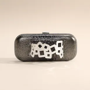 Rula Galayini Silver Waltz Croc-Print Women’s Clutch Rula Galayini Silver Waltz Croc-Print Women’s Clutch