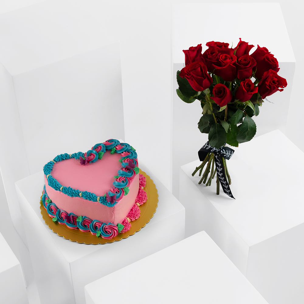 Heart Butter Cake | Red Roses