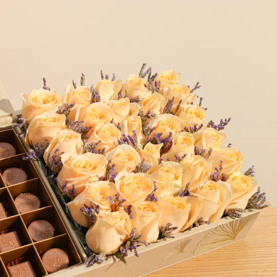 Levo Mix Chocolates and Flowers Beige Box