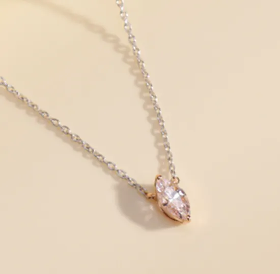 Lapis Pink Diamond Stone Gold Necklace