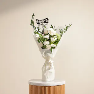 Pure White Birthday Glow Bouquet