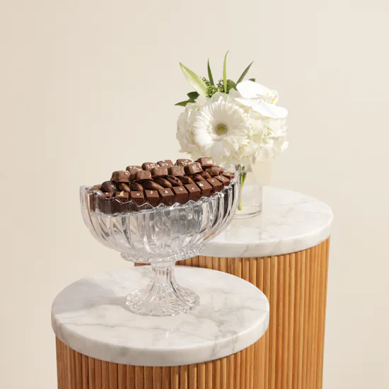Floward Chocolate Oval Glass Tray | Happiness Flower Vase