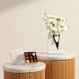 Bateel Alaska Assorted Truffles Extra Small Box | Vibrant Charm Flower Vase