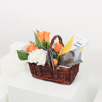 Orange Roses with a Book of Your Choice