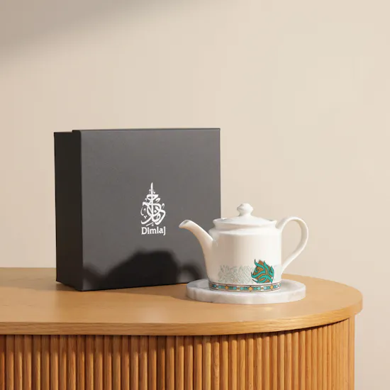 Dimlaj Porcelain Coffee Pot | Gold & Green
