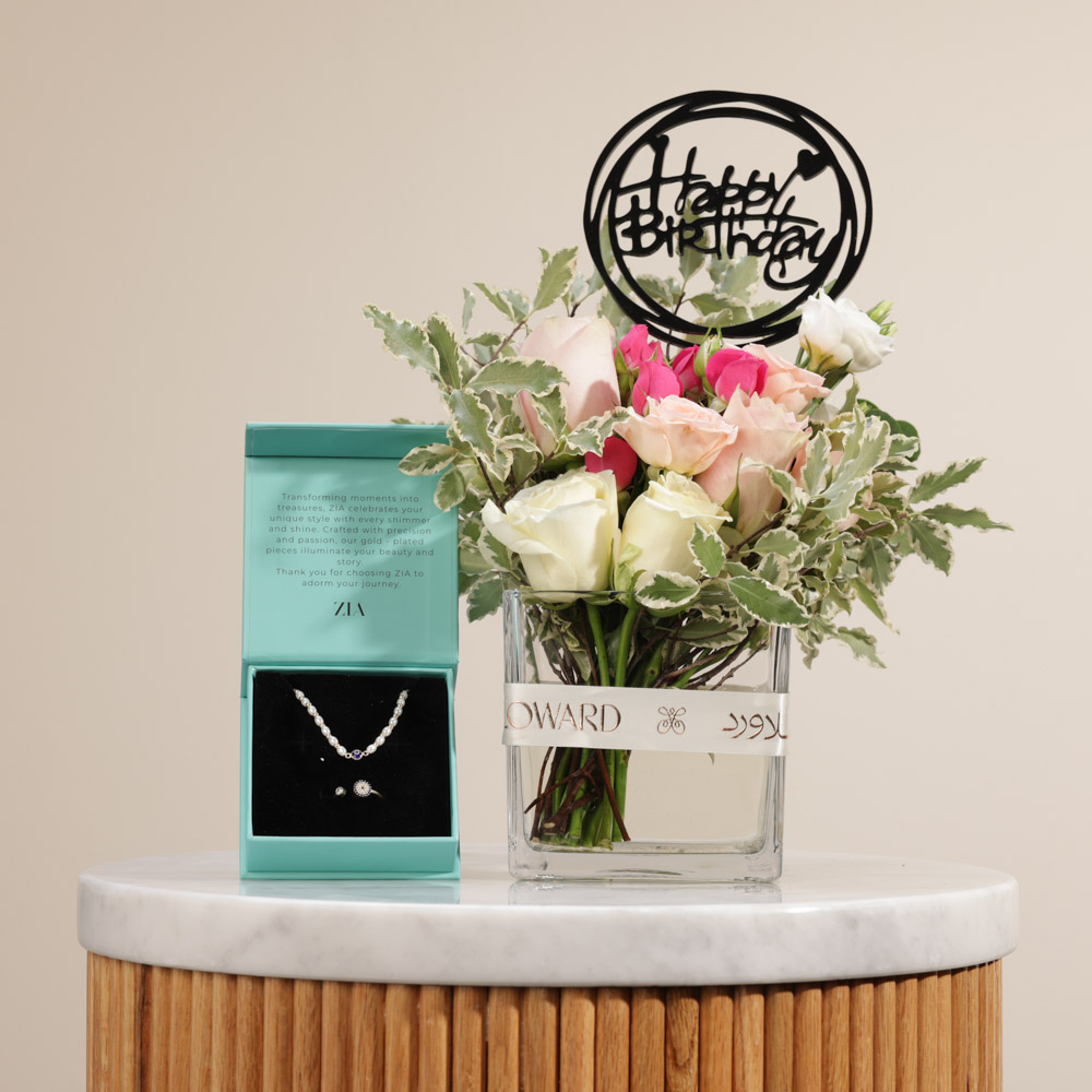 Zia Ring and Bracelet Evil Eye Set | Garden Flower Vase