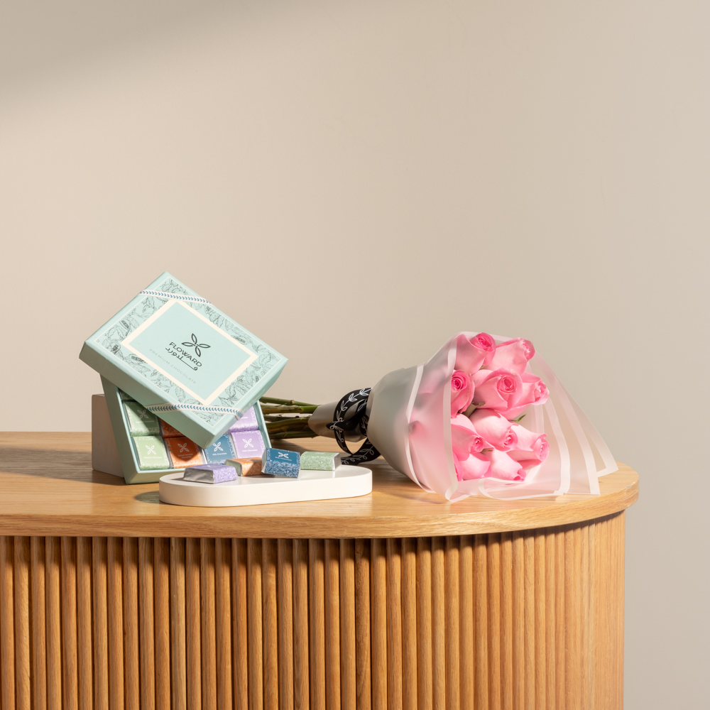 صندوق شوكولاتة صغير من فلاورد | جوري وردي