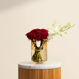 Crimson Blooms Flowers Vase 