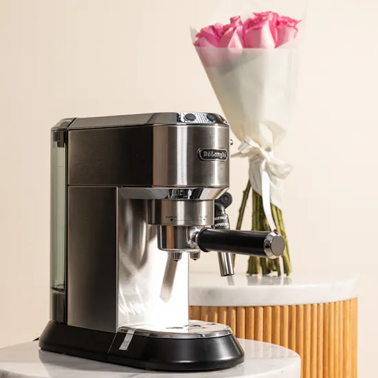 De'Longhi Dedica Style Coffee Silver Machine | Lush Pink Bouquet