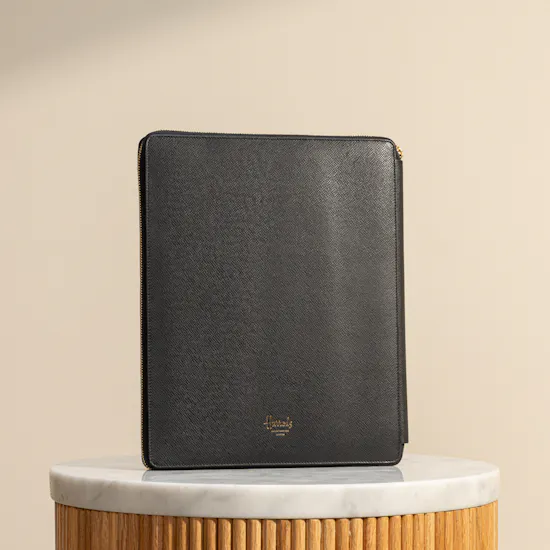 Harrods Leather Writing Black Folder