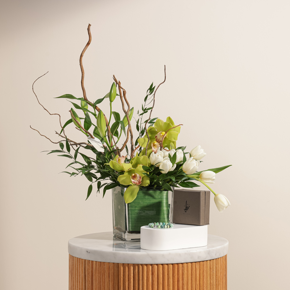 Zayan Variscite Bracelet With Silver | Elegance Vase 