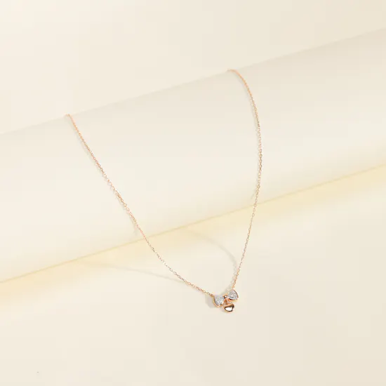 Baby Crown Rose Heart Gold with Diamonds Kids Necklace