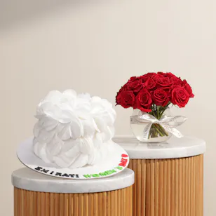 Mister Baker Emirati Women's Day White Cake | Her Legacy Flower Vase Mister Baker Emirati Women's Day White Cake | Her Legacy Flower Vase