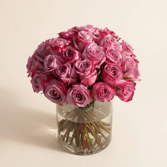 Purple Roses Vase | 35 Flowers