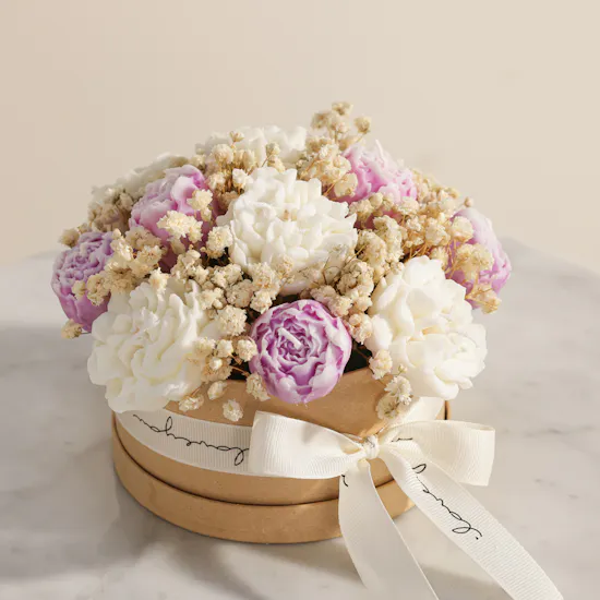 Done By SHK Small Candle Purple and White Bouquet