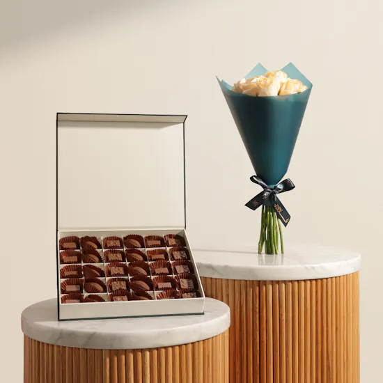 Floward Date Chocolate Box | Ethereal Beauty Flower Bouquet