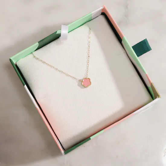 Miss L by L’azurde Kids Pink Flower Colored Stones Necklace