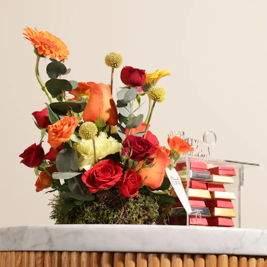Ghazl Chocolatier Happy Birthday Chocolate Box | Warm Flowers