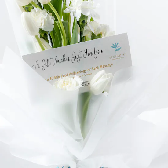 Sparadise Foot or Back Massage for Ladies Gift Voucher | White Blooms