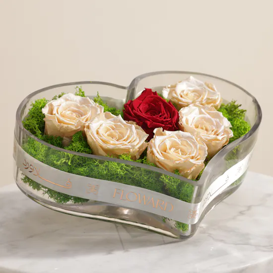 Preserved Elegant Rose Heart Vase