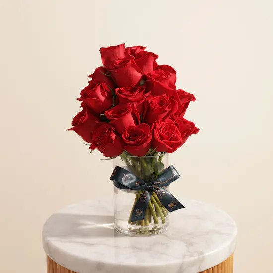 Crimson Love Red Roses Vase