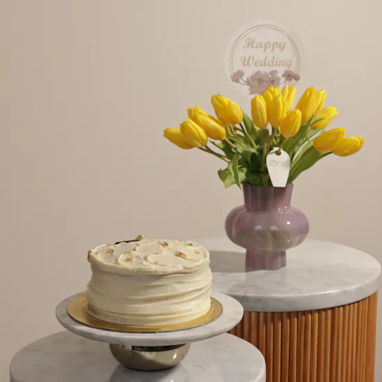 Sucre De Nada Vanilla Cake | Cheerful Wedding Congrats Flowers Vase