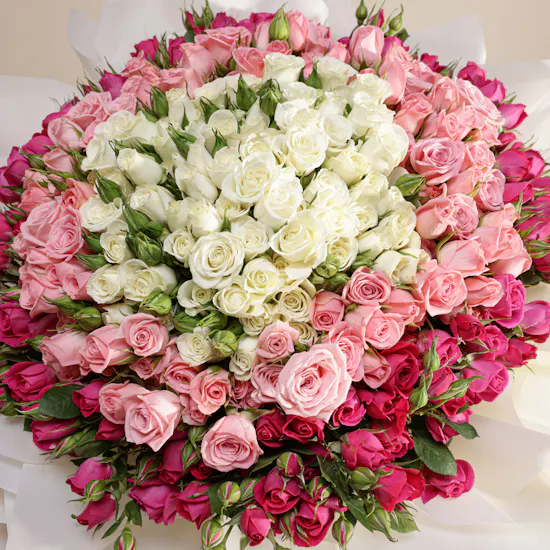Vibrant Colorful Baby Rose Bouquet | 75 Flowers