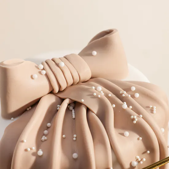 December Cake Happy Birthday White Cake Beige Ribbon