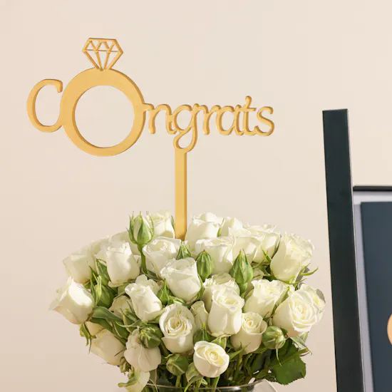 Floward Card 100 KWD and Chocolate Box | Congrats Bright Flower