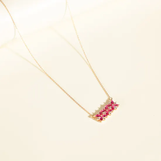 Amal Al Majed Pink Three Flower Toleen Necklace | Whispering Flowers
