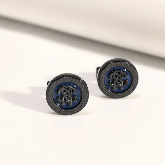 Roberto Cavalli Black Color with Blue Pattern Cufflinks