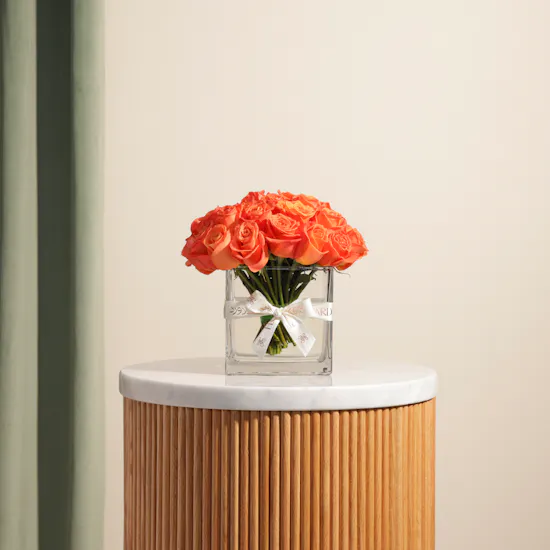 Orange Roses Vase | 35 Flowers