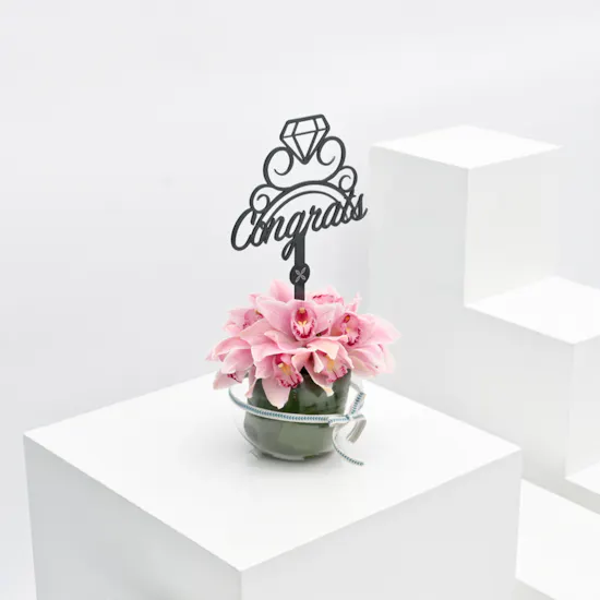 10 Pink Cymbidiums Wedding Vase