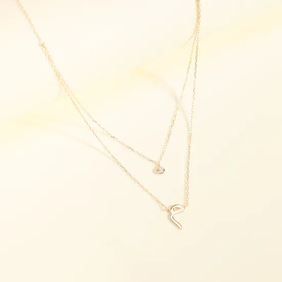 AV Jewelry Meem Letter in Arabic Gold Necklace