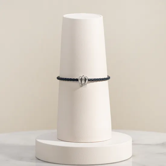 Pandora Moments Dark Blue Leather Crown Charm Bracelet
