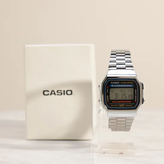Casio Silver-Tone Vintage Retro Mirror Unisex Digital Watch