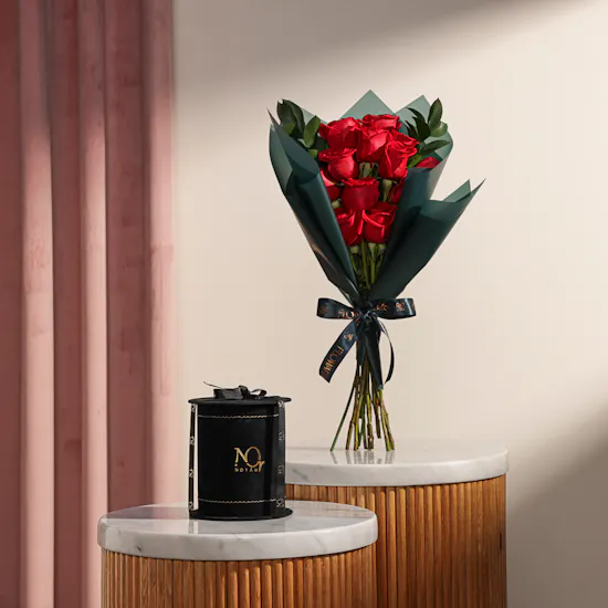 Nor Noyau Round Black Velvet Small Chocolate Box | Joyful Flowers
