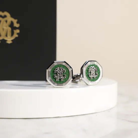 Roberto Cavalli Silver & Green Men's Cufflinks