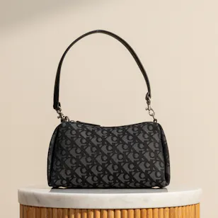 Calvin Klein Black Pleat Monogram Logo Women’s Shoulder Bag