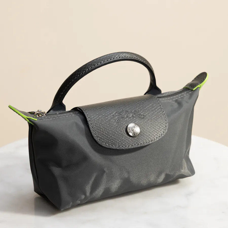 LongChamp Grey Pochette with Handle Le Pliage Tote Bag 3